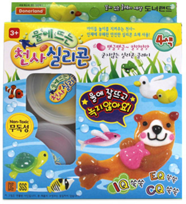 도너랜드 물에뜨는 천사 실리콘 4색 점토, 혼합, 1개, 94g