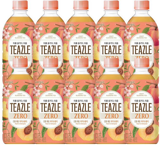 웅진 티즐 제로 피치우롱티, 500ml, 20개