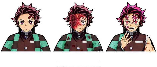 하루템 귀멸의칼날 3D 그라데이션 스티커 렌티큘러 방수 휴대폰 꾸미기 스티커 굿즈, 1개, 카마도탄지로