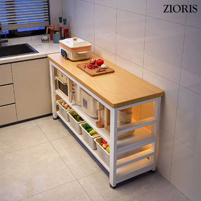 지오리스 멀티플 최대 하중 300kg 프리미엄 3단 와이드 주방 수납장, 화이트