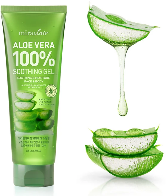 미라클레어 알로에베라 순도100% 무알콜 수딩젤 수분가득, 1개, 260ml - 쿠팡
