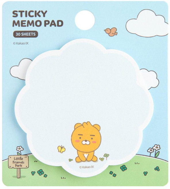 카카오 리틀프렌즈 꽃모양 형태 점착메모지 라이언