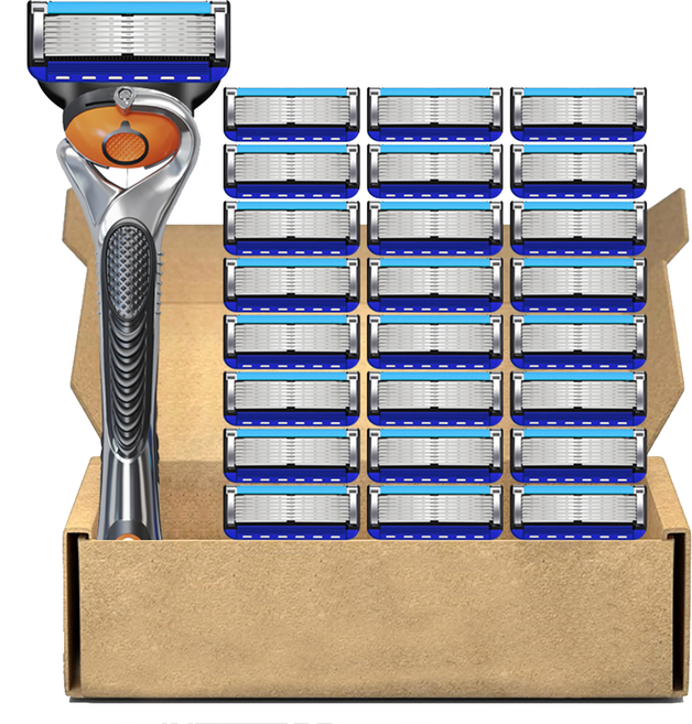 독일 7중 감청색 질레트 면도날 프로글라이드 퓨전 호환 날카로운 면도기, 1세트, 파랑 면도날 24개입+스윙면도기1개