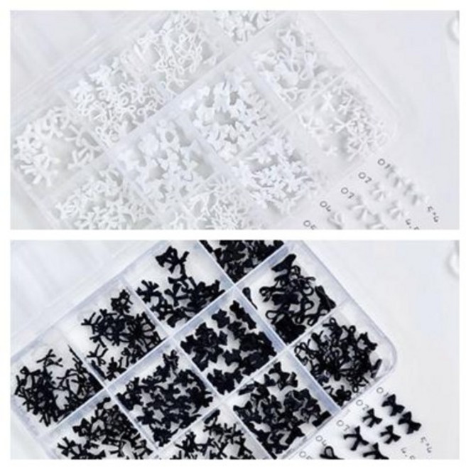 리본파츠 12종세트 네일아트재료, 블랙 리본파츠 12종세트, 1개