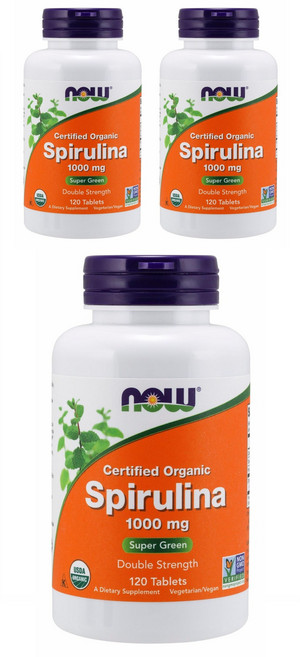 NOW Foods 螺旋藻錠 1000mg, 120錠, 3罐