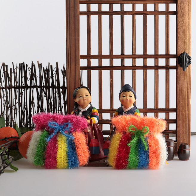 아크릴 수세미 핸드메이드 수세미 답례품 집들이 선물 세트(4P/옵션별 상이) / 대량구매 가능, 10-3. 복주머니 명절세트(2P), 1개