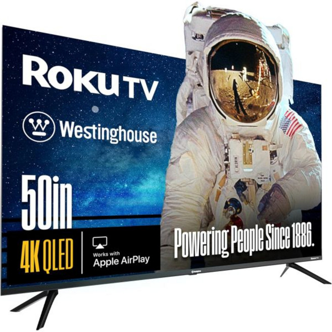 웨스팅하우스 Roku TV 50인치 스마트 4K UHD 텔레비전 와이파이 연결 및 모바일 앱 지원 평면 화면 블루투스 애플 에어플레이 알렉사 구글 어시스턴트 호환, 50 Inch - QLED