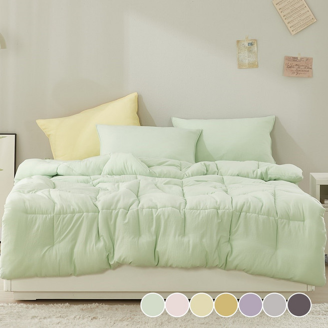 해피앤데코 부드러운 터치감 고밀도 워싱 차렵이불 이불세트 SS Q 7color