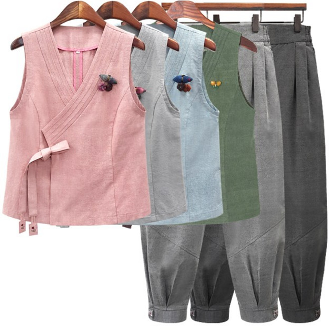 [아리랑의 봄] 핀턱 슬라브 조끼 한벌