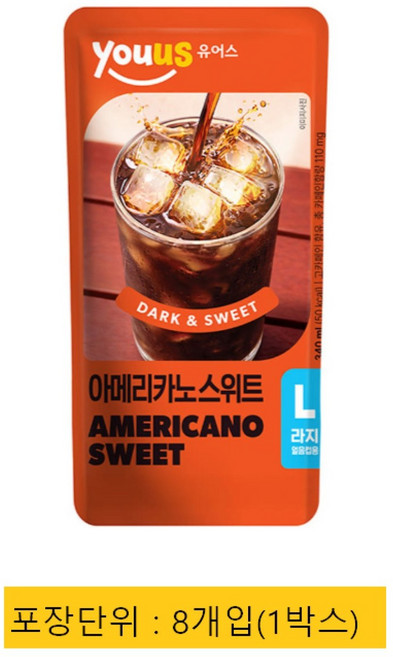 유어스 아메리카노 스위트 (파우치음료) 박스단위판매, 24개, 340ml