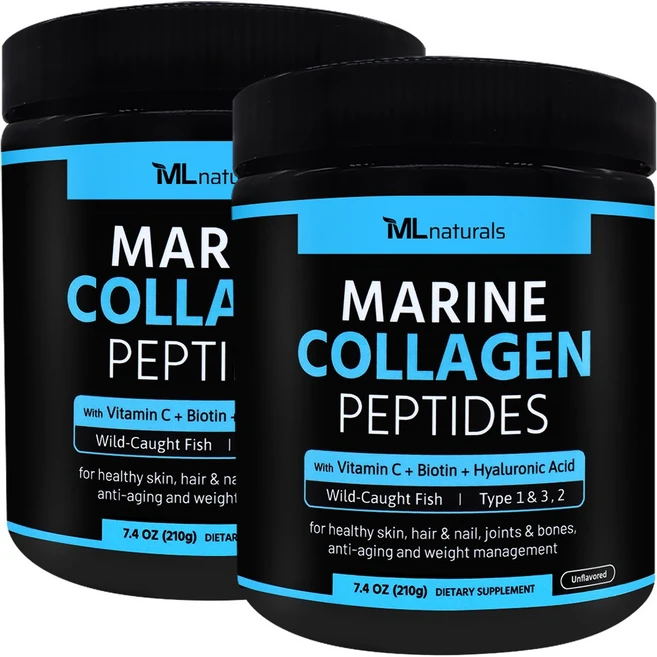 [미국번개배송] 2025 리뉴얼 착한명품 마이라이프 내추럴스 저분자 피시 콜라겐 마린 콜라겐 펩타이드 (비오틴 히알루론산 비타민C) 7.4 OZ 2병, 210g, 2개 - 쿠팡