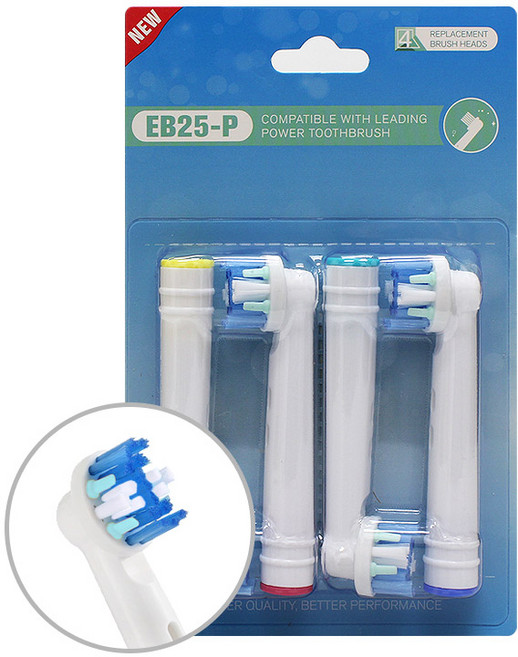 (1팩 4개)오랄비 호환 리필 전동칫솔모 플로스액션 EB25-P 골라답기, 어큐리트 클린 EB20-X, 1개