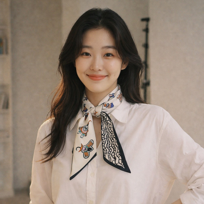 방도 쁘띠 스카프 실키 슬림 롱 헤어 가방 핸들 포인트 미니