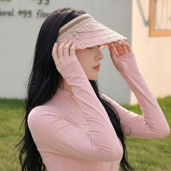 여성 레이스 썬캡 와이드챙 여름 모자 자외선가림 썬바이저 공원 산책 바캉스 휴양지 데일리 패션