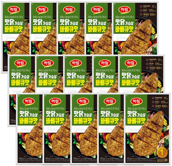 하림 맛닭가슴살 바베큐맛 100g 15봉, 15개