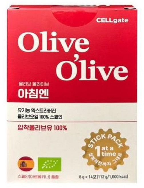 올리브 올라이브 스틱형 올리브오일 유기농 엑스트라버진 스페인산, 8g, 14개