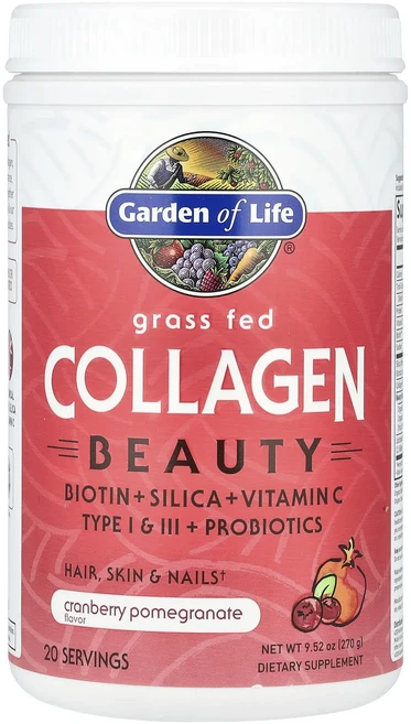 몸관리하세요 겨울입니다 Garden of Life Grass Fed Collagen Beauty 크랜베리 석류 9.52 oz (270 g) 특별관리진행, GardenofLifeGrassFedCollagenBe, 270g, 1개