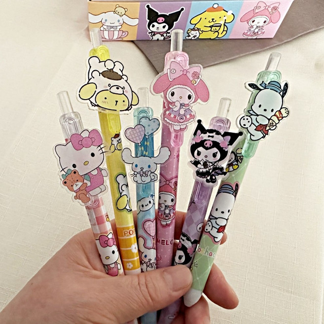 메이조아 산리오볼펜6ps세트 학생 젤펜 사무실펜, 6ps세트