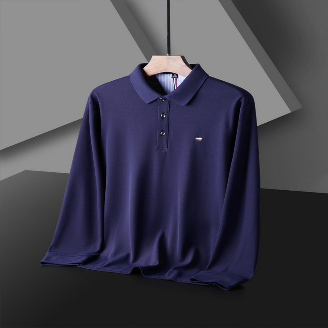 폴로 셔츠 남성 무다림 반팔 상의 중년 아빠룩 크로스보더 트렌드 브랜드 터틀넥 리얼 이너 폴리에스터 루즈핏 패션 봄가을 폴로넥