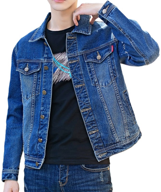 Kingfishe 남성 가을 패션 데님 자켓 빅사이즈 간절기 청 자켓 VC7KOBO