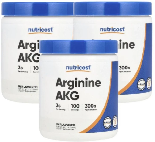 Nutricost Arginine AKG 뉴트리코스트 아르기닌 AKG 300g 3팩, 3개 - 쿠팡