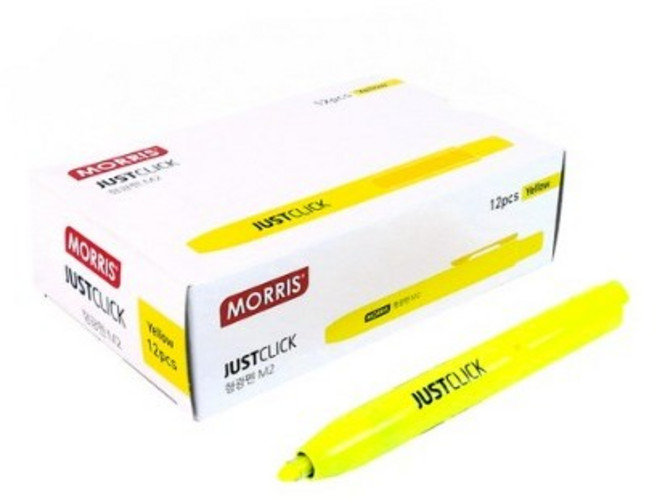 저스트클릭 형광펜 M2, Yellow, 12개