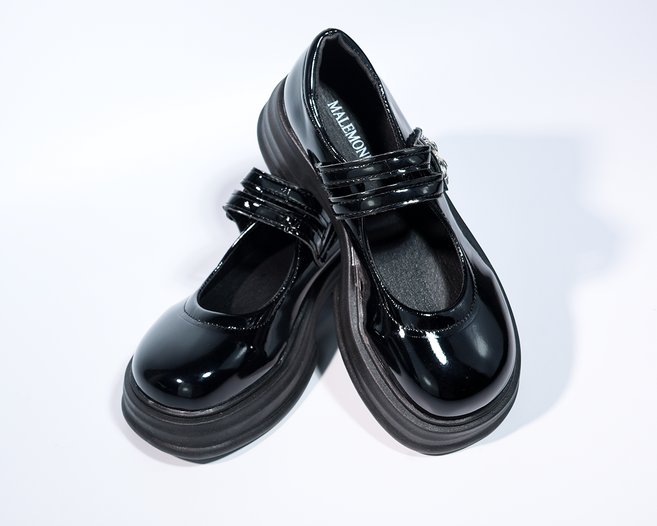 와이엠스튜디오 발 편한 메리제인슈즈 5cm 통굽 키높이 유광 에나멜