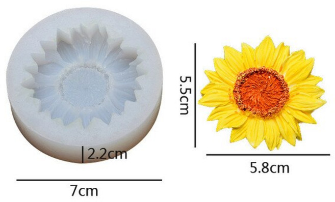 꽃 꽃잎 장식 몰드 케이크 앙금 베이킹 틀 떡자동차 아로마 테라피 실리콘 몰드 3D 데이지 카모마일 꽃, 04 Sun Flower 2, 1개