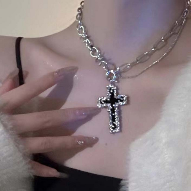 빈티지 펑크 힙합 캐쥬얼 십자가 목걸이