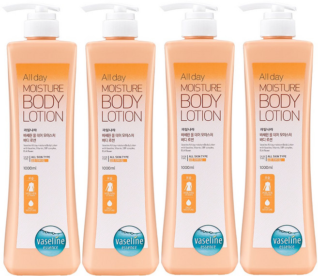 과일나라 바세린 올데이 모이스처 바디로션, 1L, 4개