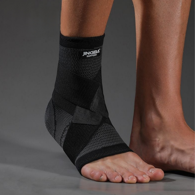 로미픽 이중 압박 테이핑 고탄력 양발 발목 보호대, 블랙, 1세트