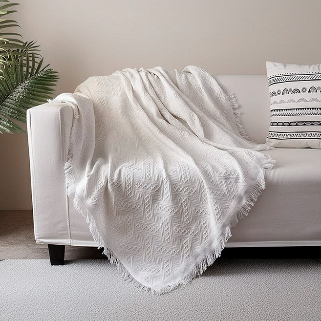 유니티23 감성 캠핑 리빙 패브릭 러그 매트 소파커버 블랭킷 카페트 밀크화이트, 1개, 밀크 화이트