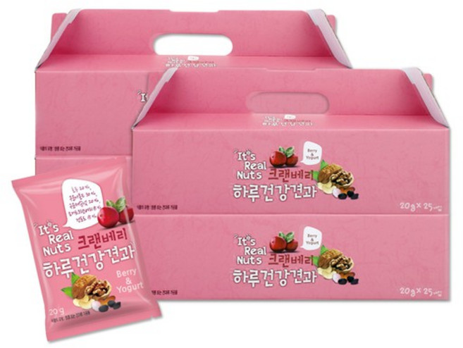 [리얼넛츠]하루건강견과 크랜베리 요거트 4박스20g 25봉 / 총 100봉, 4개