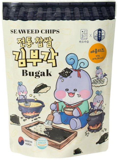 태초김 찹쌀 수제 김스낵 시즈닝 김부각 매콤치즈맛, 1개, 50g