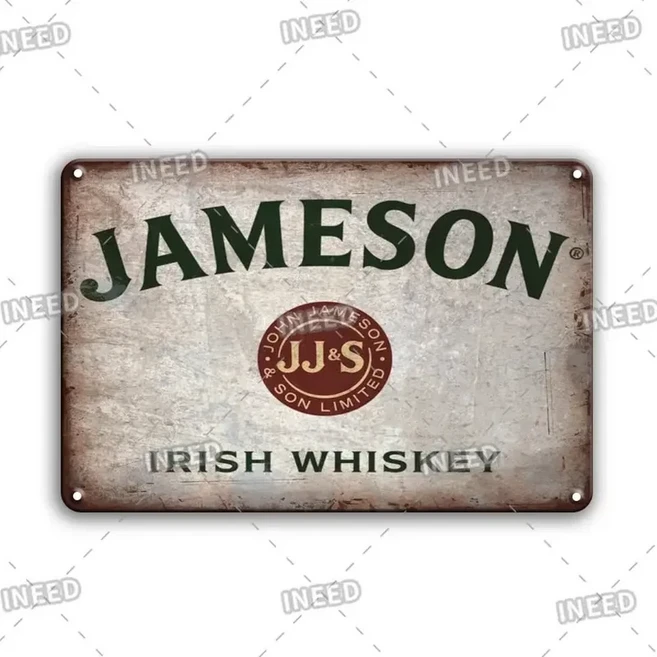 JIM BEAM 레트로 빈티지 위스키 금속 사인 장식 양철 바 펍 클럽 맨 동굴 홈 오피스용 완벽한, 8x4inch20x14cm, 18 11, 1개