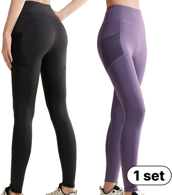 민트스쿨 하이웨스트 포켓 레깅스 사이드 포켓 주머니 요가 헬스 필라테스 9부