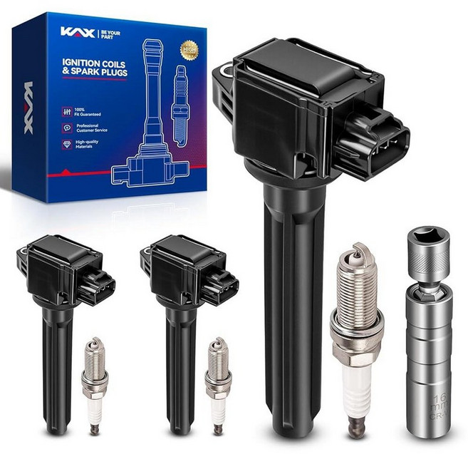 KAX 점화 코일 및 이리듐 스파크 플러그 4개 세트 자석 소켓 포함 혼다 2017-2020 시빅 시 2017-2022 CR-V 1.5L 2023 시빅 타입 R UF7, UF815 - 3Pk Coils & 3Pk Plugs