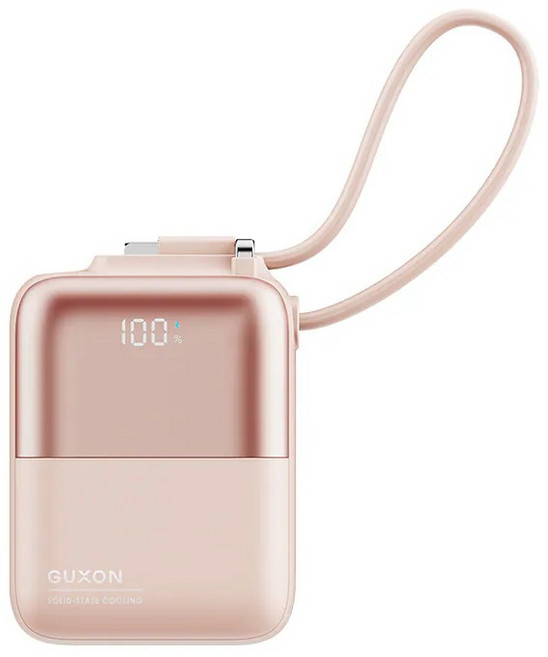 GUXON 極方塊 10000mAh 固態雙線行動電源 22.5W 快充, 暮霞粉, GFC930