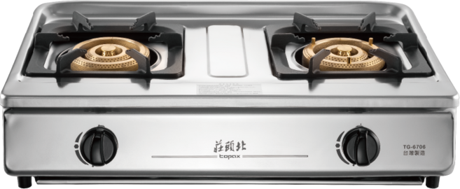 莊頭北 Topax TG-6706 雙口不鏽鋼瓦斯爐, 天然氣, TG-6706不含安裝