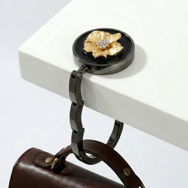 247Products BagHook 휴대용 접이식 고급형 가방걸이 무타공 포터블 슬림 폴딩 백후크, 1개, 골드