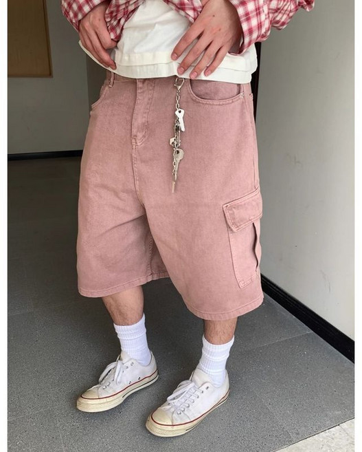 남성 칠부 청바지 봄 여름 캐주얼 슬림핏 데님 반바지 캐주얼 코디 와이드 카고 팬츠 YHY