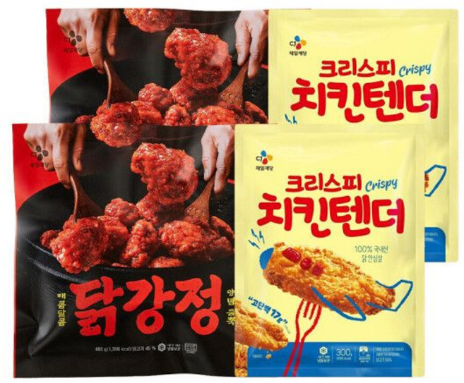 CJ 닭강정 480G 2개 + 크리스피 치킨 텐더300G 2개, CJ 닭강정 480G 2개 + 크리스피 치킨 텐더300