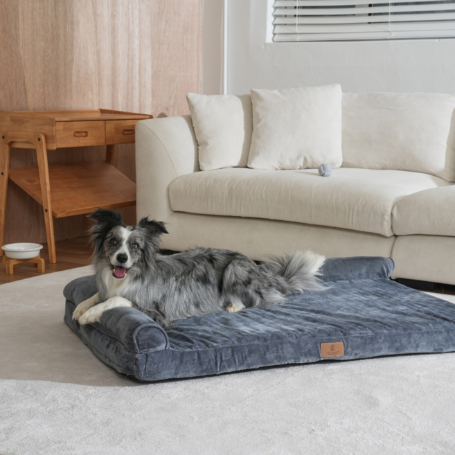 대형견 강아지 마약방석 방수 분리세탁 가능 미끄럼방지 애견 쿠션 소형견 중형견 겸용 푹신한 반려동물 펫방석, 1개, 진그레이