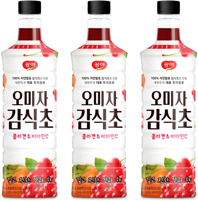 광야 늘감사 오미자 감식초 베이스, 970ml, 3개