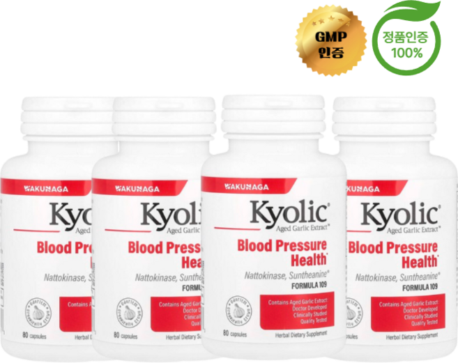 2+2 Kyolic 교릭 숙성마늘 추출물 혈압 건강 보조제 포뮬라 109 캡슐 80정, 4개