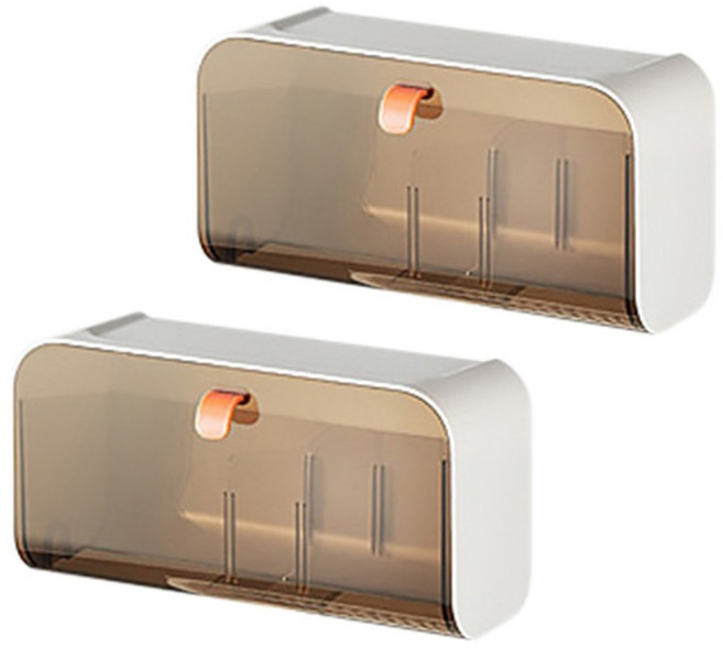 HK.sell 소품담아 벽부착 다용도 정리함 투명 보관 수납함, 2개, 투명 브라운