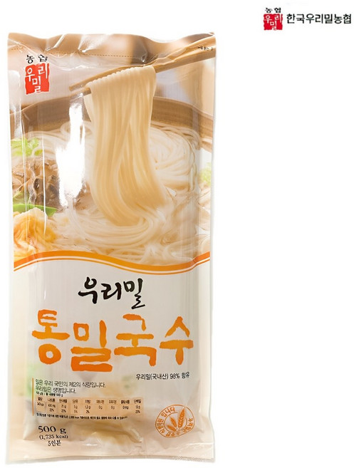 국내산 우리밀 통밀국수 농협, 500g, 2개