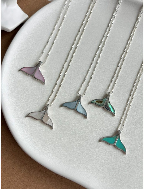 하트피네아 실버925 행운을 가져다주는 고래꼬리 원석 목걸이 자개 아발론 터키석