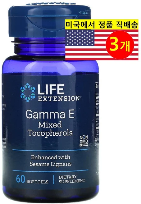 Life Extension 라이프 익스텐션 감마 E 혼합 토코페롤 360mg Gamma E Tocopherols, 60정, 3개 - 쿠팡