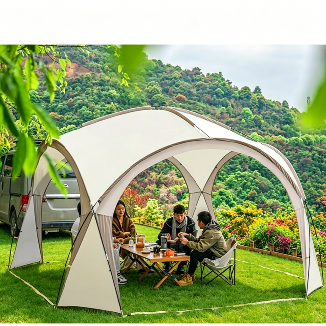 사계절 방수 캠핑 그늘 캠프 타프 돔형 텐트 야외 캠핑 돔형 돔 쉘터 스카이 텐트, 베이지